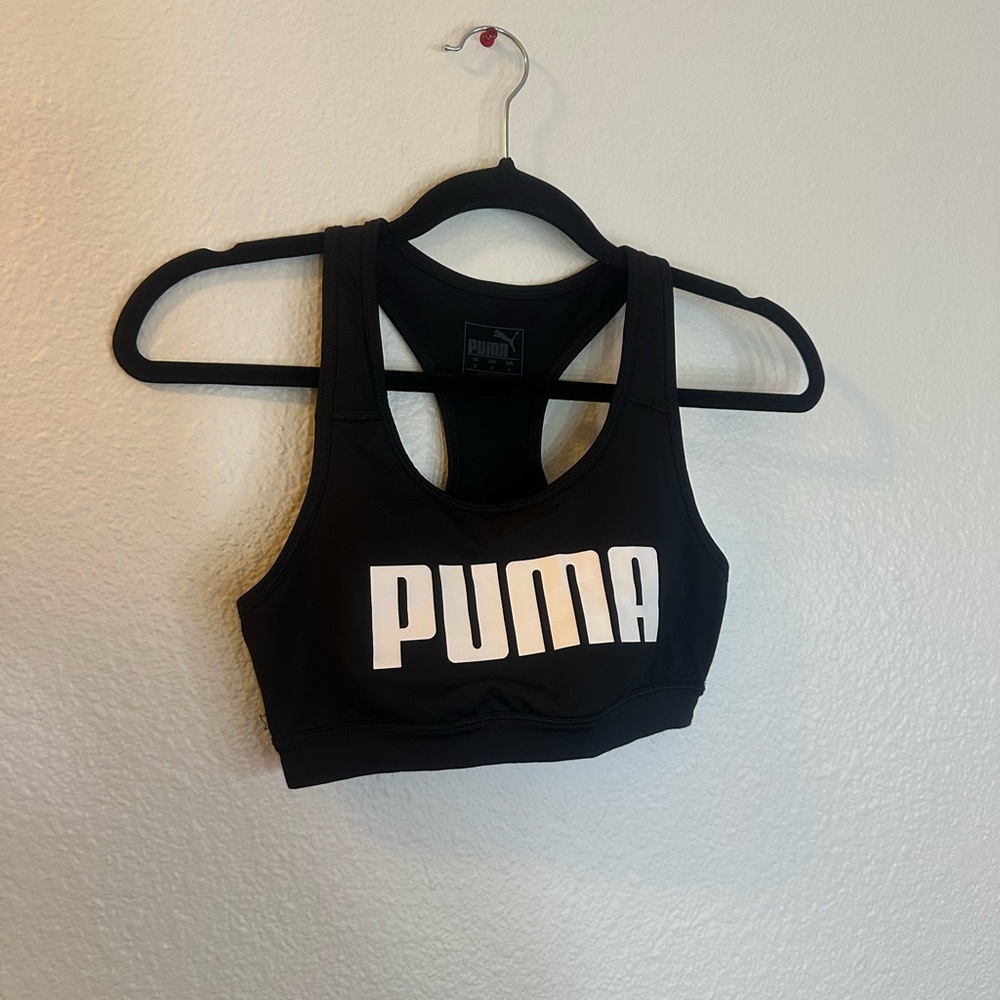 PUMA Black and White Logo Sports Bra